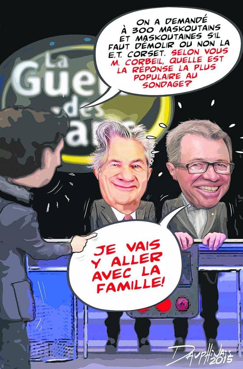 La démolition de la E.T. Corset n’a pas été le dossier dans lequel le maire Claude Corbeil a le mieux paru en 2015. La présence de son oncle dans le paysage, à titre de promoteur désireux de revitaliser le terrain, a soulevé des questions éthiques allant même jusqu’à indisposer des conseillers municipaux. L’immeuble patrimonial a finalement été détruit, mais on attend encore la suite.