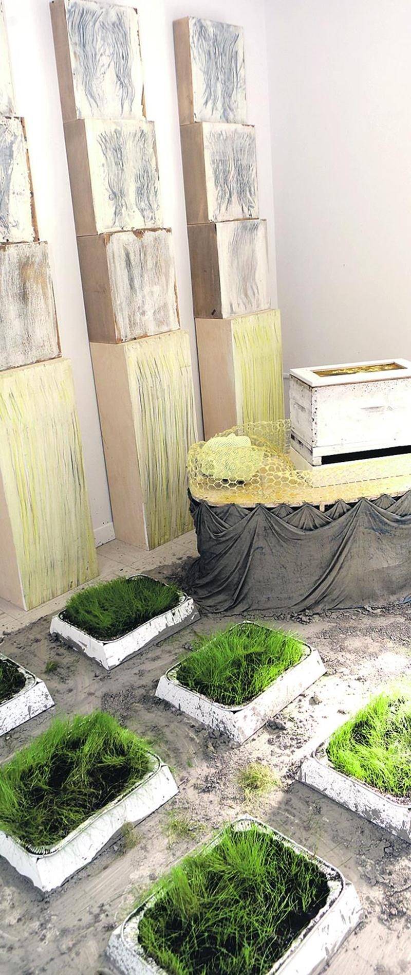 Groupe Hécate, composé de François Chalifour et Diane Génier, a présenté l’oeuvre-laboratoire Les jardins, la mort d’Eurydice. L’oeuvre évoquerait la pollinisation sauvage comme stratégie de reproduction essentielle à la survie humaine. Photo Robert Gosselin | Le Courrier ©