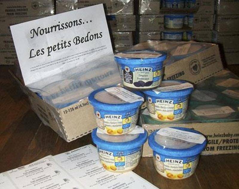 Les élèves et le personnel du Collège Saint-Maurice, les paroissiens de Saint-Joseph, Précieux-Sang et Sainte-Eugénie ainsi que les parents de la garderie CPE maFAMIgarde se sont unis pour amasser des petits pots de nourriture pour les nourrissons. Devant l’importance d’une alimentation saine en début de vie, les responsables du projet « Nourrissons les petits bedons » veulent offrir cette nourriture aux bébés des familles les plus vulnérables de notre communauté. Au total, 1368 pots de bébé ont