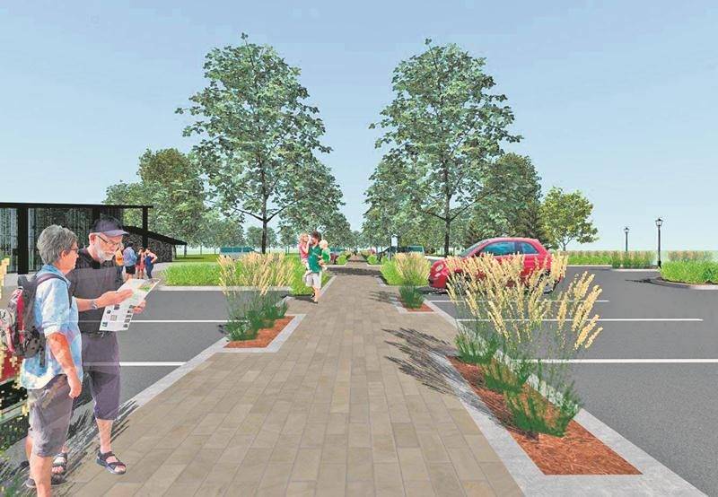 Une allée centrale en pavé percolant sera aménagée pour permettre aux usagers de se rendre au chalet de façon sécuritaire.
