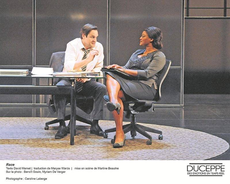 La pièce Race, du Théâtre Jean-Duceppe, sera présentée au Centre des arts Juliette-Lassonde le 17 février. Photo Caroline Laberge